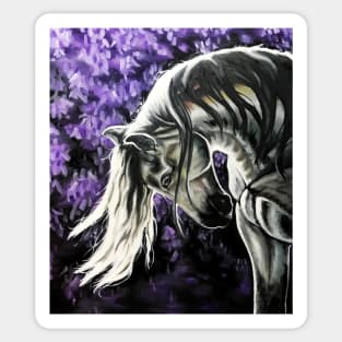 Stallion Among Wisteria Flowers Sticker